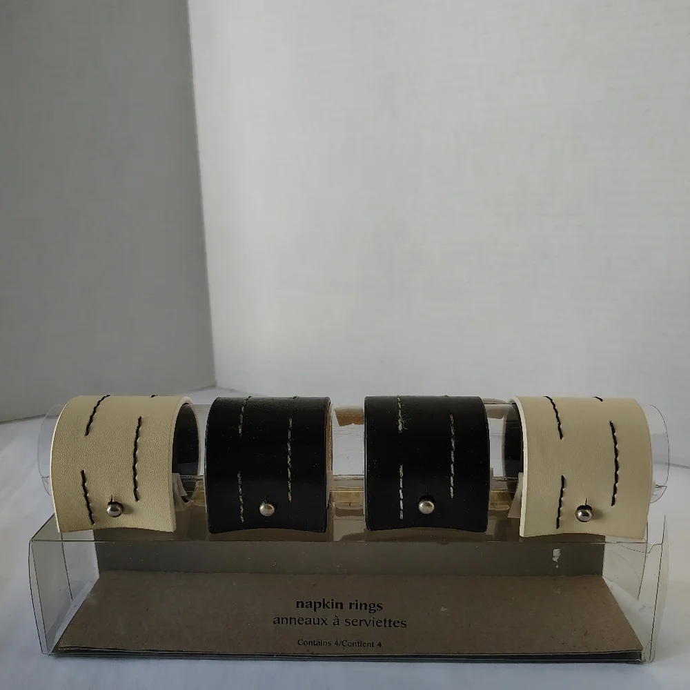 Pier 1 Imports Set of 4 Faux Leather Napkin Rings Napkin Holder SKU 2156335
